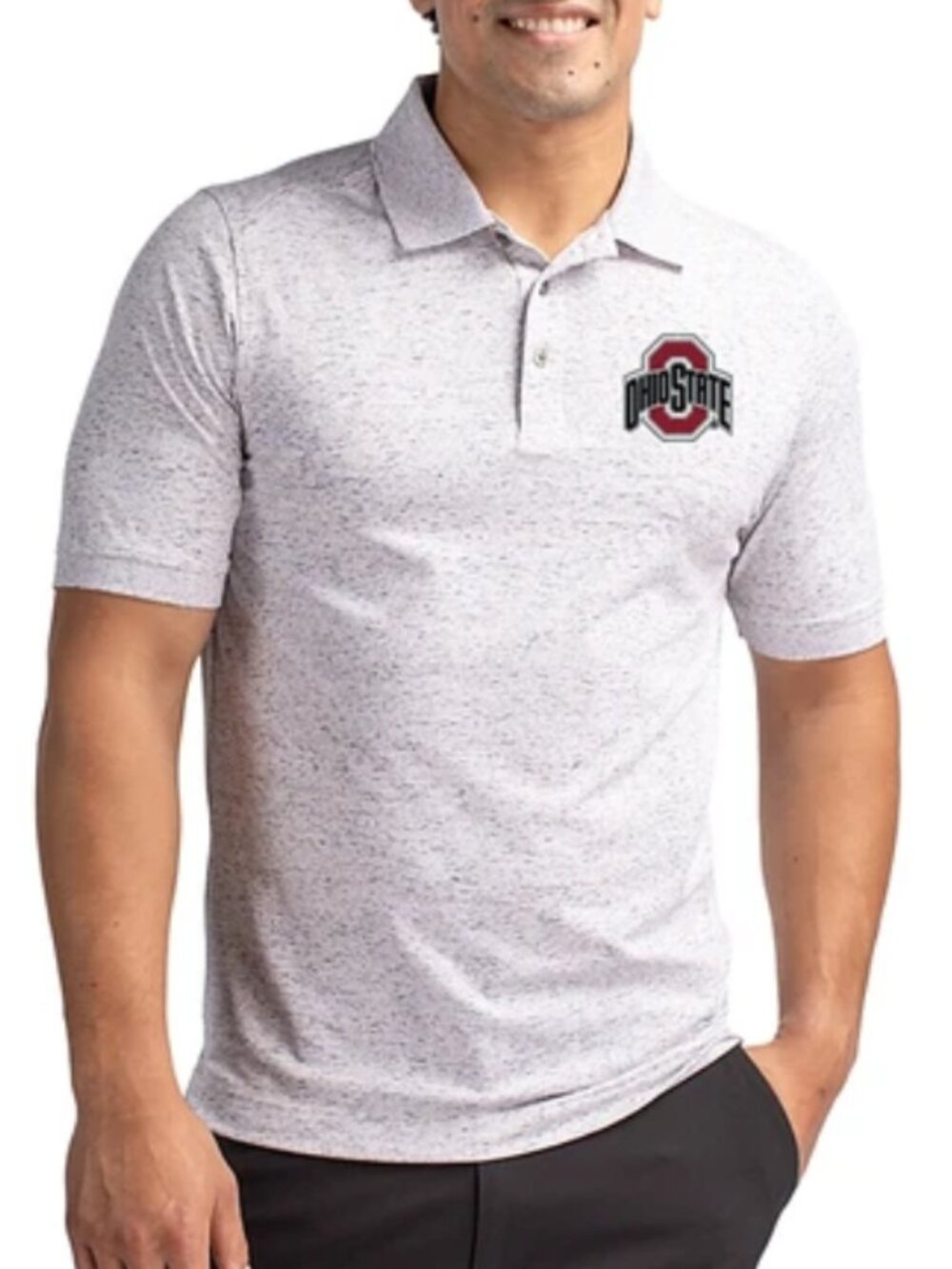 Ohio State Buckeyes Cutter & Buck Advantage Space Dye Gray Polo Shirt Size L